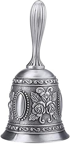 Fayemint Handglocke, Hand Tischglocke,Klassische Zinklegierung Glocke Klingel, Tischklingel für Abendessen am Empfang, Hotelservice, Hochzeit Veranstaltungen (Silber)