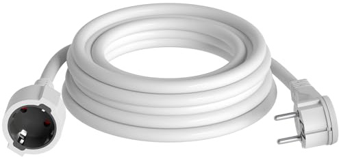 hb-digital 5m Strom Verlängerungskabel mit Winkel-Flachstecker CEE 7/7 auf Schutzkontakt-Kupplung CEE 7/3 – H05VV-F 3×1,5 mm² – IP22 – Weiß