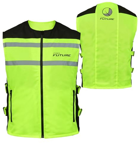 PRO FUTURE Nuevo Hombre Chaleco Alta Visibilidad Reflectante Fluo Seguridad Moto Coche Bici Fluo, amarillo FLUO, XXL