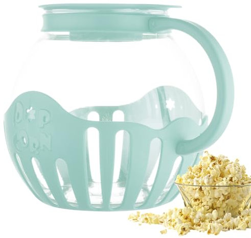 Palomitas De Maiz Microondas,Jarra Palomitas Microondas 2.13 L,Bote Palomitas Popcorn Microondas,Máquina Para Hacer Palomitas De Maíz,Vidrio De Borosilicato Tazón Palomitas De Maíz Con Tapa(Blue)