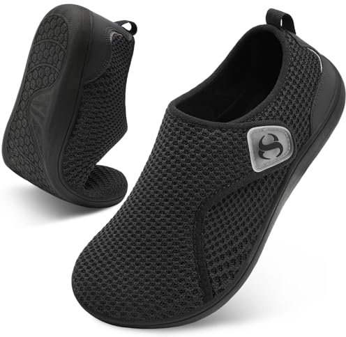 JOINFREE Womens Barefoot Walking Shoes Wide Fit Easy Slip-On Casual Trainer | Wide Toe Box, Adjustable Hook and Loop Strap, Breathable Upper, Zero Drop Sole for Swollen Feet, Pregnancy and Elderly