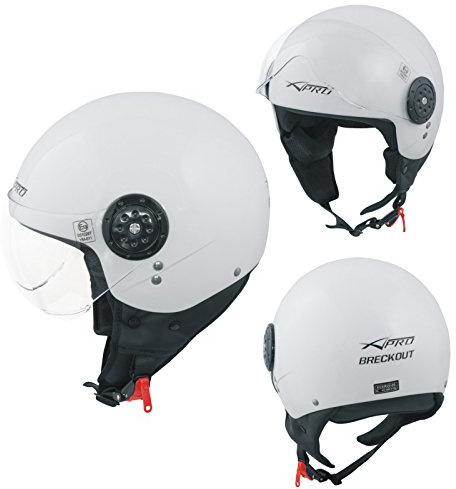 A-Pro Scooter Moto Casco Jet Demi Omologato ECE 22-06 Visiera Avio Bianco L