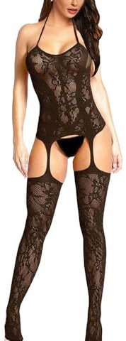 FATOS Bodystocking Lingerie for Women Crotchless Super Stretchy Sexy Seamless Lingerie Bodysuit All Size Plus Size