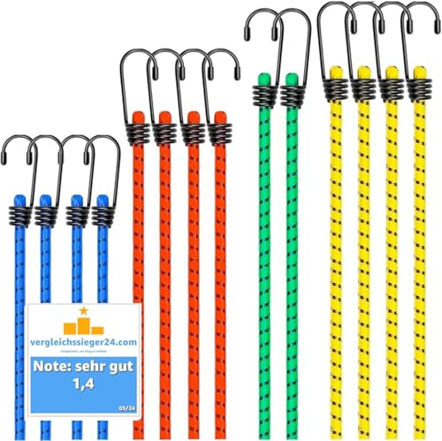 Toolmate® 100 x expander med krok – extra stark spänngummi – bagagespännare för fastsättning – spännremmar för lastsäkring under transport – biltillbehör