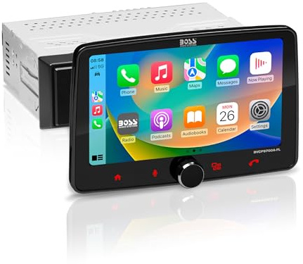 BOSS Audio Systems BVCP9700A-FL - Sistema estéreo de Audio para Coche, Apple CarPlay, Android Auto, 7 Pulgadas de un Solo DIN, Pantalla táctil capacitiva, Audio Bluetooth y Unidad Principal de