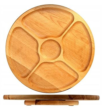 Tabla giratoria Plato dividido Redondo Circular Giratorio de madera para servir aperitivos 33 cm