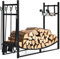 COSTWAY Juego de 5 Estantes para Leña de Chimenea, Soporte para Leña Portaleña de Diseño Vintage, Organizador de Leña de 76 cm con Soportes y Pala, Atizador, Pinzas, Cepillo (90 x 33 x 76 cm)