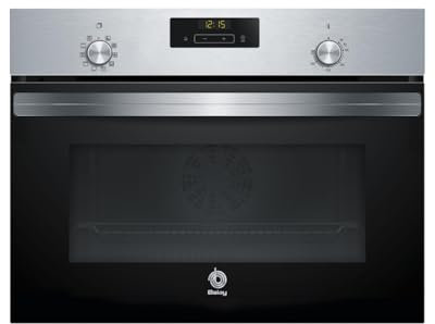 Balay - Horno Compacto Multifunción con Control Comfort, Mandos Ocultables, Gradas Cromadas, Asistente de Limpieza Aqualisis, 7 Funciones, Precalentamiento Rápido, Serie Acero, 3CB4130X2
