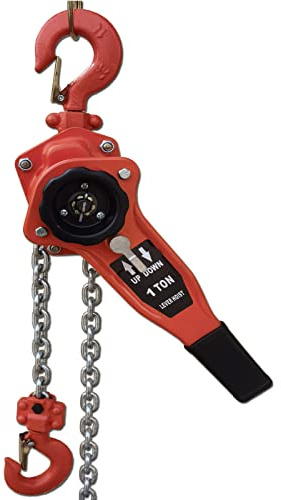 Lever Chain Hoist 2200LBS 10FT, 1T 3M Lever Chain Hoist 1 ton Commercial Portable Hooks for Building Garages Warehouse Automotive Machinery【orange-1T/3m】