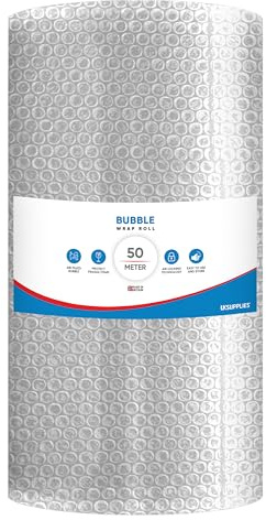 UK SUPPLIES LIMITED Clear Eco-Friendly Bubble Wrap Roll (Pick Any Size 300MM to 1000MM) Lightweight Packing Wrap for Shipping, Moving House & Storage, Protective Air Bubble Packaging, 500MM x 50M