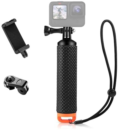 ShipeeKin Waterproof Floating Hand Grip Handle Float Stick Swimming Monopod Underwater Hand Stick Compatible with Cellphone & Action Cam like all Gopro Hero Series, SJCAM, Fusion, Insta360, 4K ect