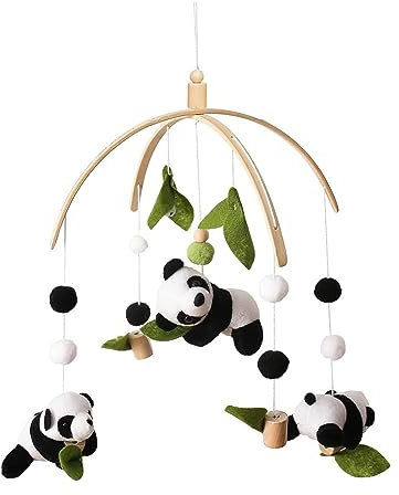 TROYSINC Panda Mobile Baby Bettglocke mit Filzbällen, Bettglocke Panda Mobile Krippe für Jungen und Mädchen (B)