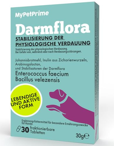 MyPetPrime Fermenti Lattici Cane ACTIVE 30 Cpr Probiotici Digestivi da 6,5 Miliardi con Inulina - Equilibrio Intestinale e Digestione, Ripristino della Flora Batterica, Riduzione di Prurito Cutaneo