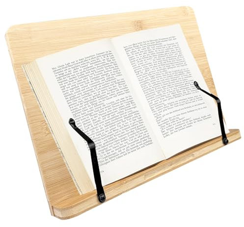 Lectorias buchständer, buchhalter leseständer, Verstellbarer kochbuchhalter, Faltbarer bücherständer, kochbuchständer, buch ständer, buch halter, halterung aus Bambus für Küche, Büro und Schule