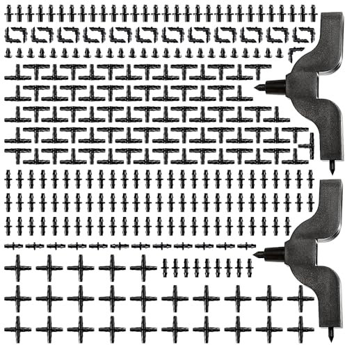 VooGenzek 282 Stücke 4/7mm Bewässerung Verbinder, Schlauch Verbinder für Bewässerung System, Tropfbewässerung 1/4 Zoll Widerhaken Kupplung, Schlauch Verbinder für Bewässerung
