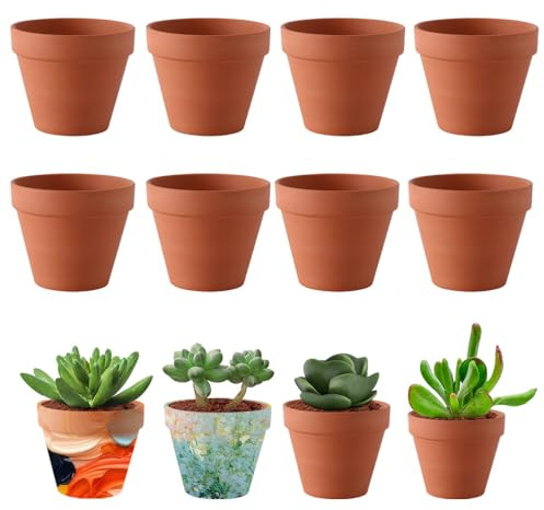 TGKYK Maceta Terracota, 8 Piezas 8cm Mini Macetas, Macetas de Barro con Agujero de Drenaje, Macetas de Terracota para el Cultivo de Plantas, Decoración de Interior y al Aire Libre