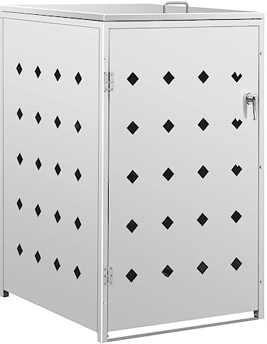 Abri Poubelle Extérieur, Cache Poubelle Abri pour Poubelle Conteneur pour Cache-Poubelle Abri pour Poubelle sur roulettes 240 L Acier Inoxydable