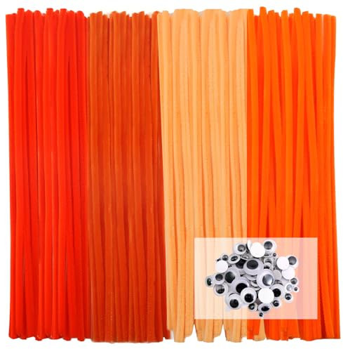 TOAOB Pfeifenreiniger 4 Verschiedene Orange zum Basteln 100 Stück Chenilledraht Pfeifenputzer Lang 30 cm X 6mm Pipe Cleaner Basteln für DIY Handwerksprojekte
