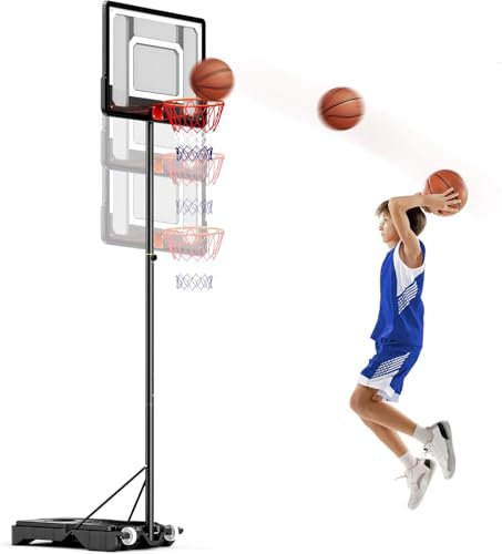 nmoiww Basketballkorb für draußen, höhenverstellbar von 154 bis 210 cm, Basketballständer mit Rädern, geeignet für Kinder, Jugendliche und Erwachsene (Kinder-Basketballständer)