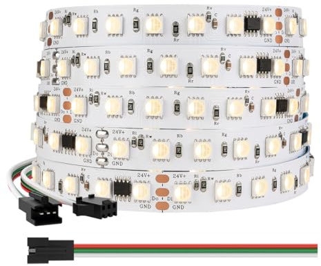 BTF-LIGHTING 5050SMD WS2814 IC RGBW 4-i-1 Adresserbar LED-remsa RGB + varmvit 5 m 84LEDs/m DC24V PCB vit IP30 icke-vattentät Dreamcolor för heminredning DIY-projekt (endast band)
