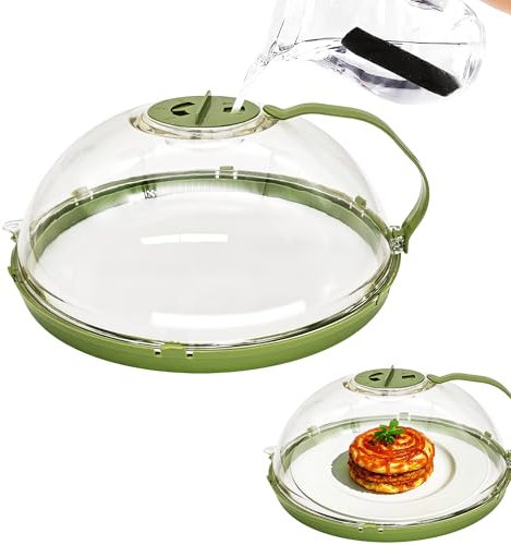 SEABABOO Cubierta para Microondas De 26 CM Resistente Al Calor 200°C Cubierta Transparente para Microondas con Asa Cubierta contra Salpicaduras De Microondas Tapa De Salpicaduras (Verde, 26CM)