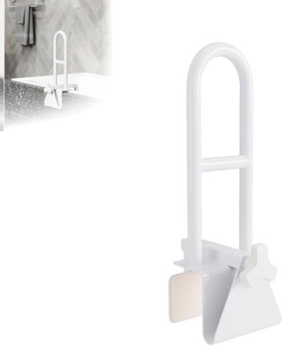 Mixtric Barra di Sostegno per Vasca da Bagno, Altezza Regolabile, Costruzione Robusta, Montaggio Senza Attrezzi, Ideale per Anziani E Persone con Mobilità Limitata,Bianca