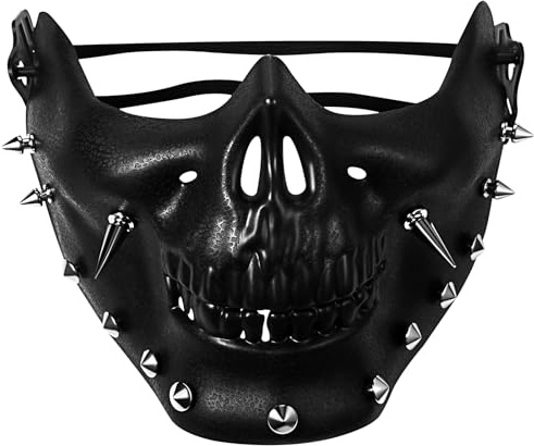 OIDEA män steampunk dödskalle mask: punk brun skalle skalle mask cosplay tillbehör gotisk venetiansk hip pop PU-läder halvmask för män karneval fest påsk karneval