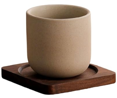 EAZHOP Japanischer Kaffeetassen-Tablett-Set, 150ml Hochwertige Keramiktasse für Kaffee, Cappuccino und Tee
