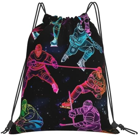 CSIVKEJ Sacca con coulisse, per palestra, sport, viaggi, lavoro, yoga, unisex, da adulto, Hockey su ghiaccio 19, 36x43cm