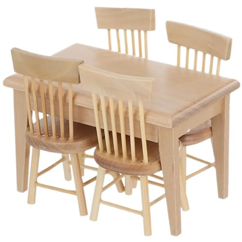 Gatuida Juguetes De Mesa y Silla De Madera Juego De Mini Sillas y Mesa Minijuegos De Muebles para Casa De Muñecas Mini Accesorios Casa Juego De Muebles para Muñecas