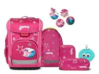 ergobag cubo light Bundle Set AW25/26, zaino scolastico ergonomico, extra leggero, set da 6 pezzi, 860 g StarlightBear - Pink