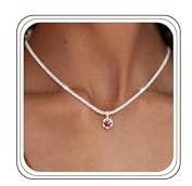 Maynor Birthstone Necklace for Women, 925 Sterling Silver Necklace with Garnet Jan Pendant, 12 Birthstone Colours, Adjustable Silver Chain, Personalised Choker Jewellery Birthday Gift for Women Girls