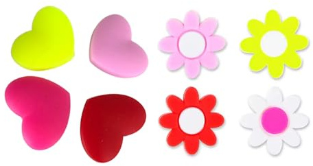 Qsvbeeqj 8 piezas de raquetas de tenis amortiguadores de vibraciones de silicona suave para raquetas de tenis, amortiguadores de golpes, diseño de corazón, flores, cuerda de tenis, amortiguadores de