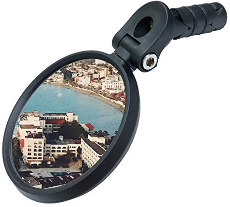 Bar End Bike Mirror [Upgraded Version] Scratch Resistant Glass Lens,HD,Safe Rearview Mirror (Silver) ME-001S
