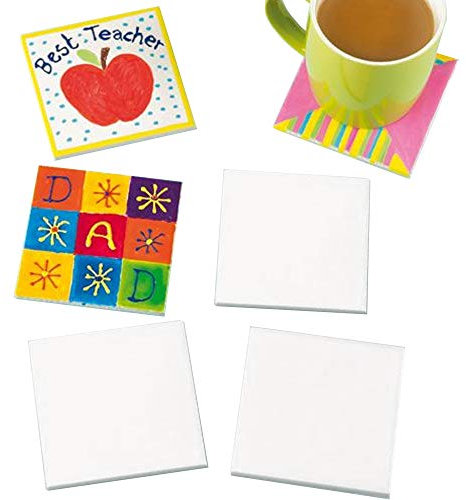 Baker Ross EK3336 Paint Your Own Coasters (Pack of 6) Creativity for Kids to Decorate and Display, Ceramic, 9.5cmx9.5cm