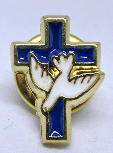GTBITALY 90.036.21 Broche Pins Croix Colomba Pace Pax Spirito Saint Or Doré Finition Bleu à la main 1,5 cm