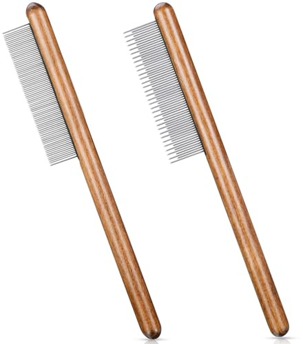 Sieral 2 Pieces Macrame Fringe Comb Stainless Steel Macrame Brush Solid Wood Comb Stainless Steel Craft Supply for DIY Plant Hangers Wall Hangings Single Strand Cord