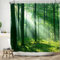Bovlleetd 180x200cm Wald Duschvorhang Morgen Wald Sonnenlicht Badezimmer Vorhang 3D Druck Waldlandschaft Natürlicher Duschvorhang Grün Waldland Wasserdicht Bad Vorhang
