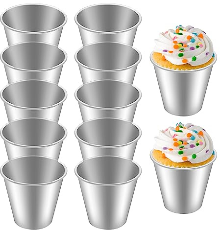 Anxingo 12 Pieces Pudding Molds Aluminum Baking Cup Muffin Tin Cupcake Moulds Baking Tool