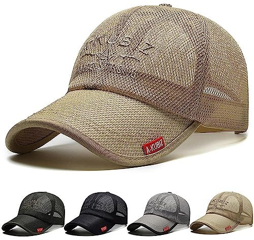 Ivedin | Gorra Outdoor Rejilla Malla Hombre y Mujer | Visera Endurecida Muy Resistente | Máxima Ventilación, Ligereza y Ajuste | Ideal para Deportes al Aire Libre y Actividades Intensas (Kaki)