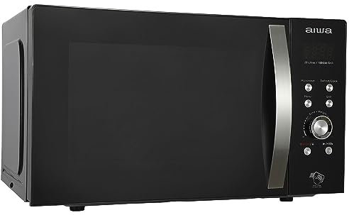 AIWA MW-230DG/BK, Microondas con Grill, Capacidad de 23 litros, potencia de 800W y Controles electrónicos, Color Negro