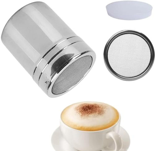 Shaker à farine, distributeur de chocolat, ensemble de poudre à saupoudrer en acier inoxydable, plumeau à farine en maille fine pour cuisine, boissons et pâtisseries