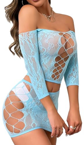 Buitifo Damunderkläder, sensuella, nättyg, med hål, mininegligé, sexig, babydoll, persika, korsett, underkläder, en storlek, One Size