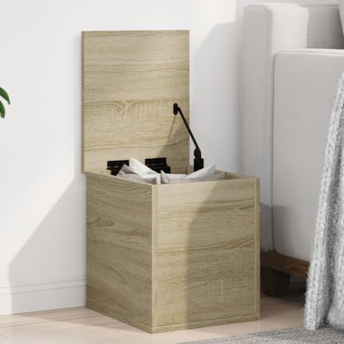 Tidyard Baúl del tesoro caja de almacenamiento roble Sonoma 30 x 35 x 35 cm de madera