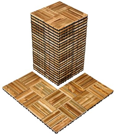 VEVOR Dalles de Terrasse Emboîtables, Lot de 27, Revêtement de Sol Bois Massif Imperméable, 30x30 cm, 25083 c㎡, Utilisable par Tous les Temps, pour Porche, Piscine, Balcon, Arrière-cour, Couleur Bois