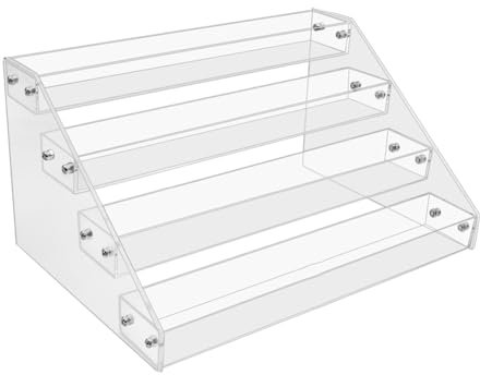 MQODLFP 4Tier Clear Acrylic CD Holder Cascading CD Storage Rack,DVD/CD Display Rack & Vinyl Record Storage Stand