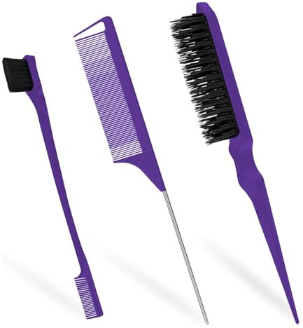 3Pcs Slick Back Hair Brush Edges Brush, Rat Tail Comb