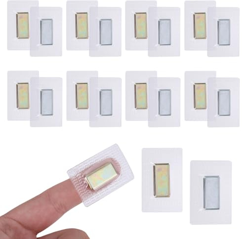 Penitue 15 Pairs Invisible Magnetic Snaps, Rectangle Magnet Closures Fastener Buttons Clasp Easy to Use Sewing Supplies for DIY Craft Curtain Purses Clothing Bag Notebook (Gold, Silver)