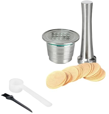 SPONGL Stainless Steel Coffee Pods Filter Paper Spoon and Brush Set for Espresso Machine Accessories Kitchen Tool