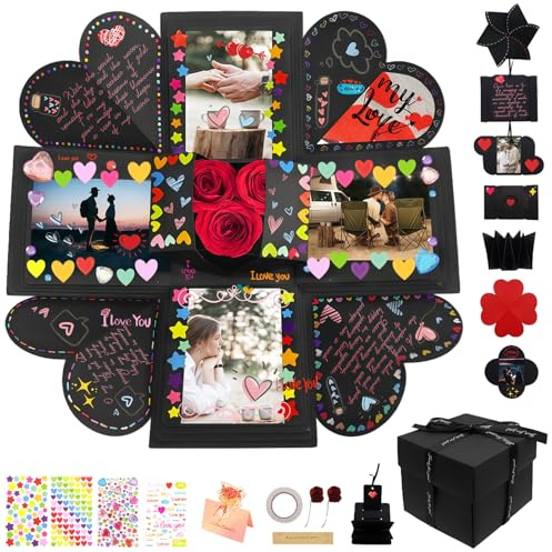 MUNSKT Caja Sorpresa, Caja Fotos Desplegable, Caja Explosiva Regalo, Regalo Personalizado para San Valentín, Cumpleaños, Aniversario